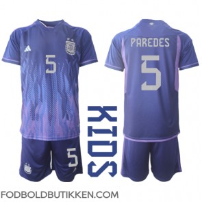 Argentina Leandro Paredes #5 Udebanetrøje Børn VM 2022 Kortærmet (+ Korte bukser)